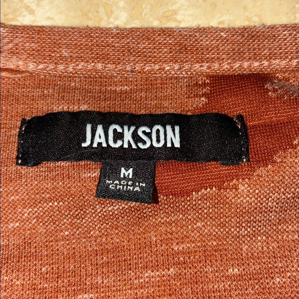 JACKSON T-Shirt, Distressed, short sleeve, shirt tail hem, rusty orange. M - Picture 9 of 13